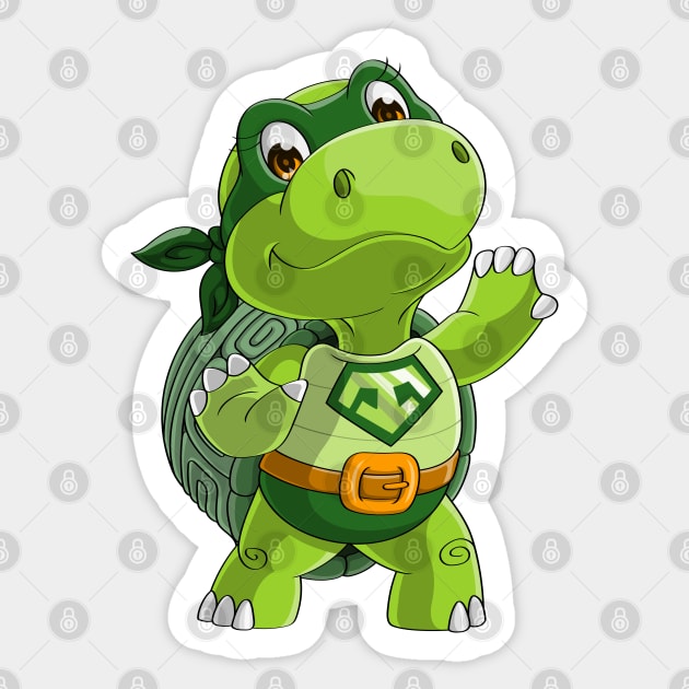 Turtle Superhero Cute Sticker by Mako Design 